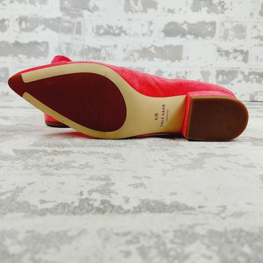 New Cole Haan Vanessa Pink Suede Flats Pointed Toe Block Heel H823 - Picture 8 of 13